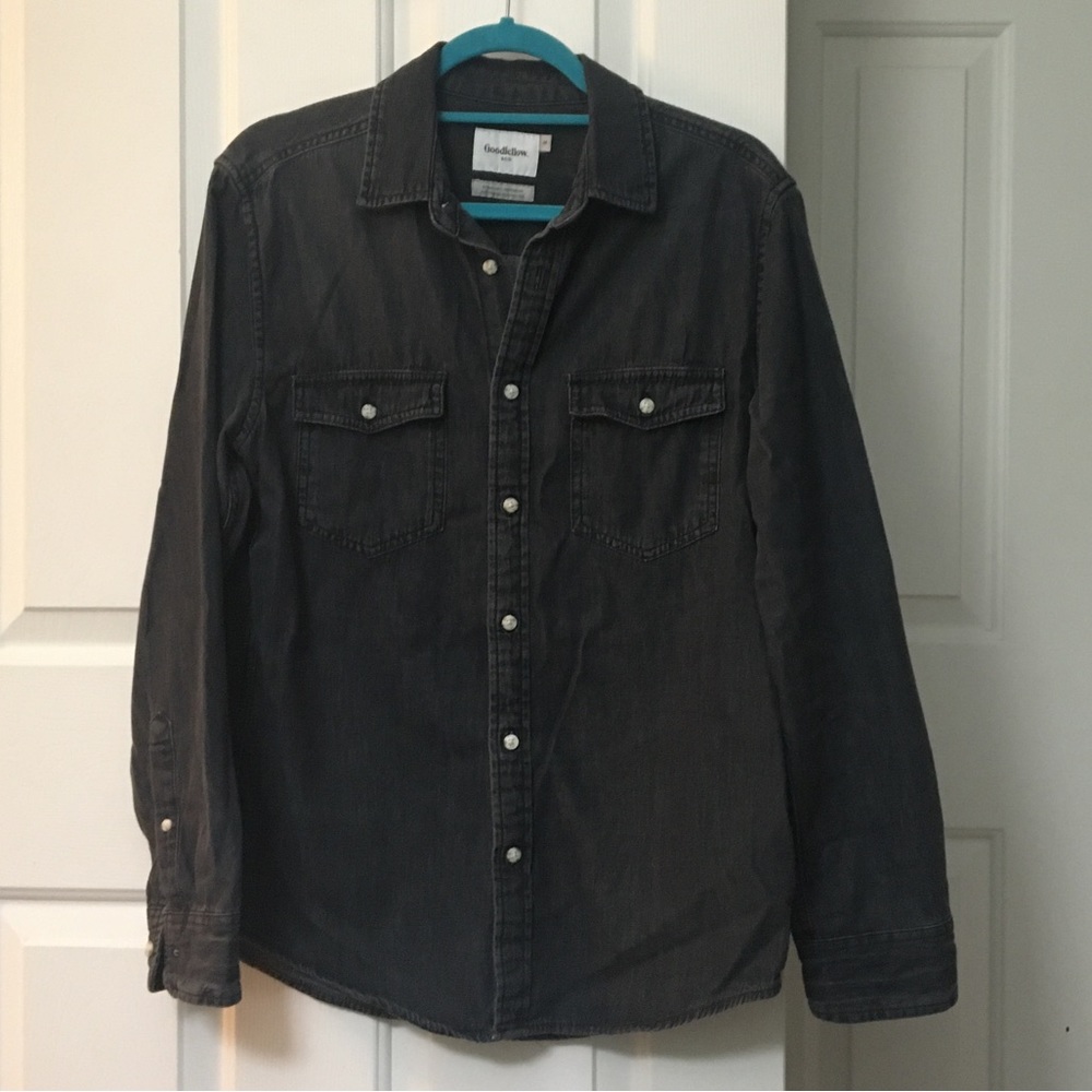 Dark denim button down shirt